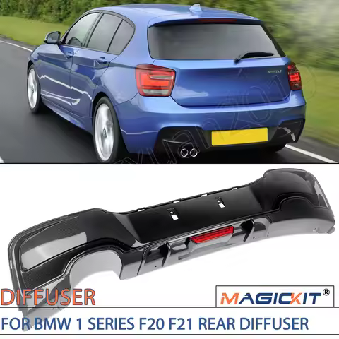 MAGICKIT FOR BMW 1 SERIES F20 F21 REAR DIFFUSER 125I LOOK CARBON PAINTED 2011-2015 W/ LED car access