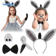EASTSMY 4PCS Donkey Costume Set, Animal Tail Nose Donkey Headband, Fashion Funny Bow Tie Donkey Ears