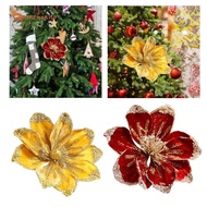 [Gamchiano] Magnolia Christmas Decoration, Artificial Flower Stem Glitter Flowers Floral Pick for Ce