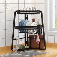 Multi-functional black installation-free draining bowl rack sink storage rack bowl and dish rack storage foldable small turning corner