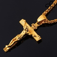 Beautylife Men Necklace Jesus Cross Dangle Anti Rust Stainless Steel Jesus Pendant Necklace Jewelry 
