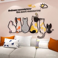 ♥XIILAN Home Life♥Cartoon Cat Sticker Painting3d 3D Living Room Sofa Background Wall Decoration for 