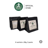 Sin Bee King Traditional Kopi-O, Hainan Coffee-O, (No Sugar added), 3 Packs, 6 filter bags per pack