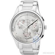 【柒號本舖】CK Calvin Klein Basic Chrono 三眼計時鋼帶錶-銀面 # K2A27193