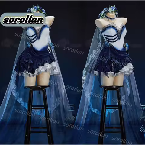 Corpse Bride Women Halloween Cosplay Dead Bride Costume Ghost Corset Dress and Veil Floral Headband 