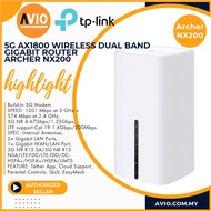 TP-LINK Tplink 5G GSM Sim WiFi 6 Wifi6 AX1800 Wireless Dual Band Network Gigabit Router Archer NX200