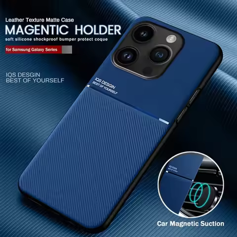 Leather Texture Car Magnetic Holder Case For iPhone 15 14 13 12 11 Pro Max XS X XR 8 7 Plus Shockpro