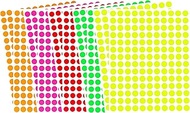 Royal Green Neon Color Coding Labels 3/8" (0.375) inch 10 mm Round Dot Stickers - 5 Different Fluore