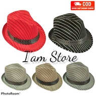 Faz Fedora Hat with Stripe Motif/tompi Hat/Roboy Hat/bruno mars Hat