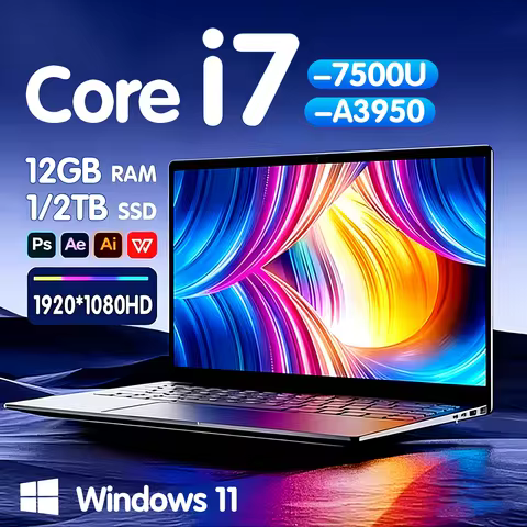 Office Laptop Windows 11 Core i7-7500U/Intel Atom x7 A395014.1" Notebook Computer 4K HD 12GB RAM 1/2