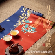 Light Luxury Direct Sale Non-Slip Factory Chinese Style Ice Silk Zen Table Runner Tea Mat Fabric Tea