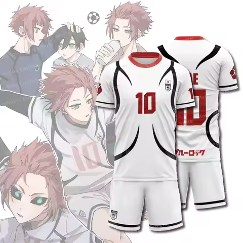 Blue Lock Japan U20 White Cartoon Anime Cosplay Men Jersey Summer Children Short Sleeve Set Fashion 