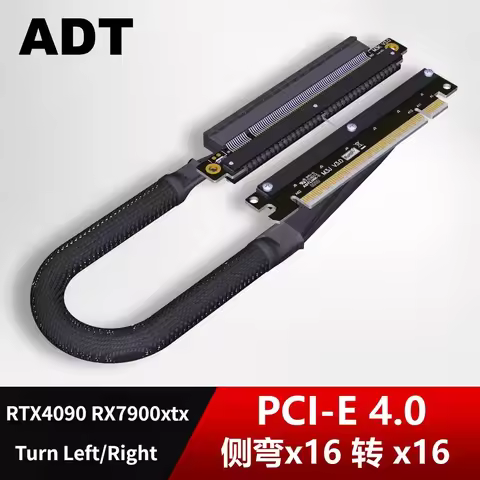 2025 Double Reverse Turn Right / Left Riser PCI Express 4.0 X16 Soft Graphics Cards Extension Cable 
