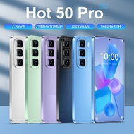 Hot 50 Pro+ Smartphone 16GB+1TB  7.3 inch 7800mAh Cellphone 108MP World Clock Image Viewer E-book An