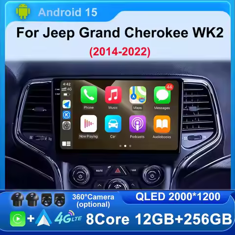 Carplay 2Din Android 15 Car Radio for Jeep Grand Cherokee WK2 2014 -2022 4G GPS Multimedia Video Pla