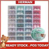 HERMAN Unisex Stackable Storage Shoes Shoe Box Pp Plastic Box Penyimpan Kotak Kasut Shoe Rack Kasut Racks