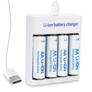 Rechargeable 1.5V Lithium AA Batteries, 4 Pack 3600mWh Lithium-ion Double A Batteries, AA Li-ion Bat