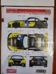 Studio27 BMW Z4 GT3 #19 賽車模型水貼 for fujimi