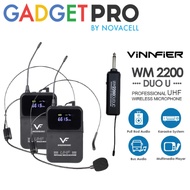 Vinnfier WM 2200 DUO U Professional Universal UHF Wireless Microphone Handsfree PA SYSTEM - Duo Mic to Receiver