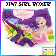 3IN1 Girl Boxer Panties Kids Budak Perempuan Seluar Boxer 3 Helai Dengan 1 Harga Cartoon Disney, Fro