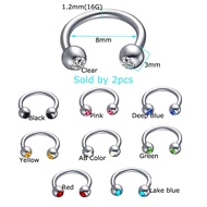 2piece Stainless Steel 16G Circular Horseshoe Lip Nipple Septum Ring 8mm