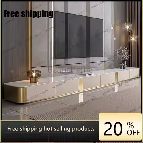Factory Direct Sales Bright Rock Panel TV Cabinet Floor-to-ceiling Italian Extreme Solid Wood TV Cab