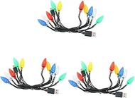 DOITOOL 3 Pcs Light String Data Cable Usb Christmas Light Multi Charging Cable Christmas Bulb Lights Phone Usb Cable Type c Led Light Bulb Cord Led Christmas Lights Car Pvc Charge Gift Bag