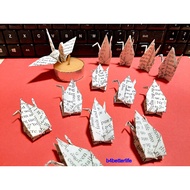 80pcs 8cm (3.15 inch) Origami Cranes Hand-folded From 8cm x 8cm English Book Pages. (BK paper series