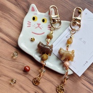 【珊瑚玉貓貓帶財×黃水晶小吊飾】富貴平安 招財