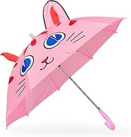 Relaxdays Children's Umbrella 3D Cat Design Girl Umbrella Diameter 78 cm Polyester Small Stick Umbre
