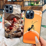 Ant-shaped Glass Case red black orange for iPhone 17 16 15 14 13 12 11 8 7 6 6s 6p 7p 8p 6g 7g 8g Pr