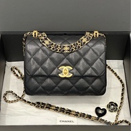 【配件：盒子 防塵袋 💕】Chanel 22k 魚子醬 荔枝牛皮 方胖子 雙鏈條 可以腋下背可以斜挎