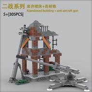 World War II military creative ruins scene abandoned building anti-aircraft gun assembled二战军事创意废墟场景废