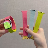 【新品速发】夏季拼色表带适用手表S10代iwatchS987654软磁吸荔枝纹男女SE0408 【New Product Quick Release】Summer Color-Block Strap 
