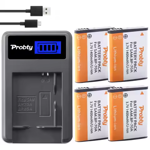 Probty 4x BP-70A BP70A Batteries +USB charger for Samsung ST90 ST150F ST700 ST6500 SL50 SL600 SL630 