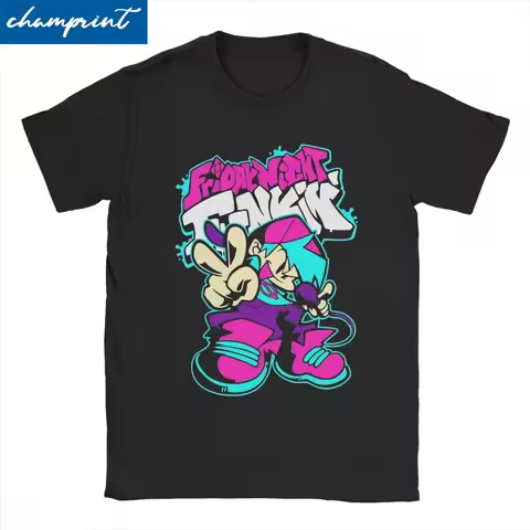 Boyfriend Game FNF Bf T-Shirts for Men Women 100% Cotton T Shirt Friday Night Funkin Short Sleeve Te