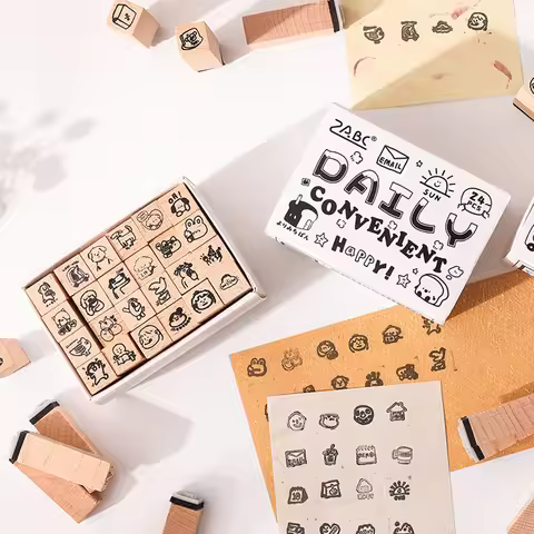 1 PC Creative Animal Emoji Wooden Stamp, suitable for journals, gift box decoration, stylish office 