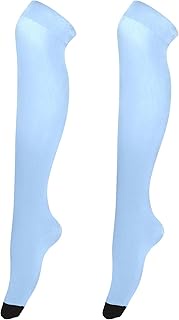 Thigh High Stockings Women Light Sky Blue Solid Color above the Knee Socks Cute Custom Femboy Leg Wa