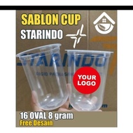 Screen printing cup 16 oval 8gram starindo cup hok plastic drink screen printing cup