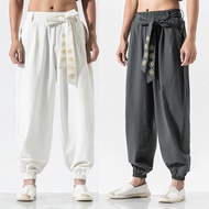Chinese Style Casual Trousers Men's Buddhist Style Cuffed Cuffed Monk Pants Cuffed Meditation Layman