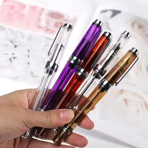 Wing Sung 3013 Vacuum Filling Fountain Pen Resin Transparent Ink Pen EF/F Nib 0.38/0.5mm Resin Busin