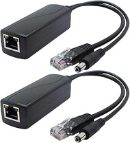 ANVISION 2-Pack Gigabit PoE Splitter, 48V to 12V 2A Ethernet Adapter, for Security Camera, AP, Voip 