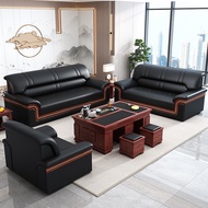 Top Layer Office Sofa Reception Room Business Modern Simple Three-Seater Sofa Coffee Table Set Cross