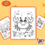 Set of 50/25/10 coloring pages, Crab-shaped coloring pages, A4, A5 paper 160gsm thick CR922D
