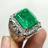 SILVER RING 926 WITH EMERALD GEMSTONE ELEGANT LOOK