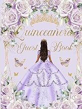 Quinceanera Guest Book Hardcover Purple Roses Floral Tan Princess Lilac Dress: Mis Quince Años ( Swe