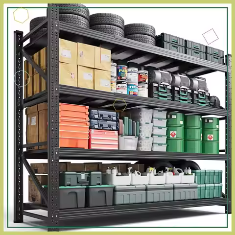 71.3" W Heavy Duty Metal Storage Shelves, 5000LBS Capacity Adjustable Utility Rack for Garage, Wareh