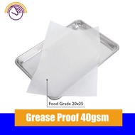 Grease Proof - Baking Paper - Kertas Roti - Anti Minyak 40gr 20x25