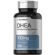 DHEA 100mg | 200 Capsules | Non-GMO, Gluten Free Supplement | by Horbaach