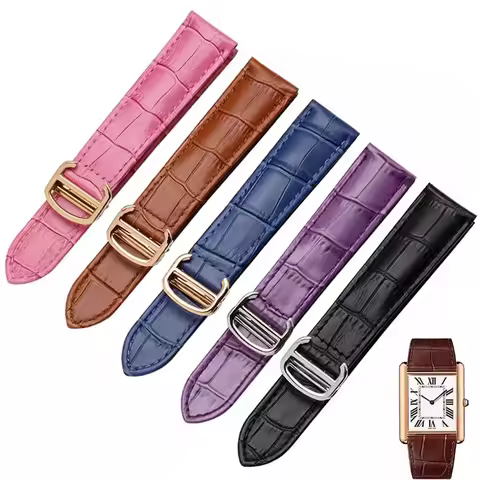 Genuine Leather Watch Strap For Cartier Tank Solo fashion Bracelet For Men's Woman's Replace Watchba